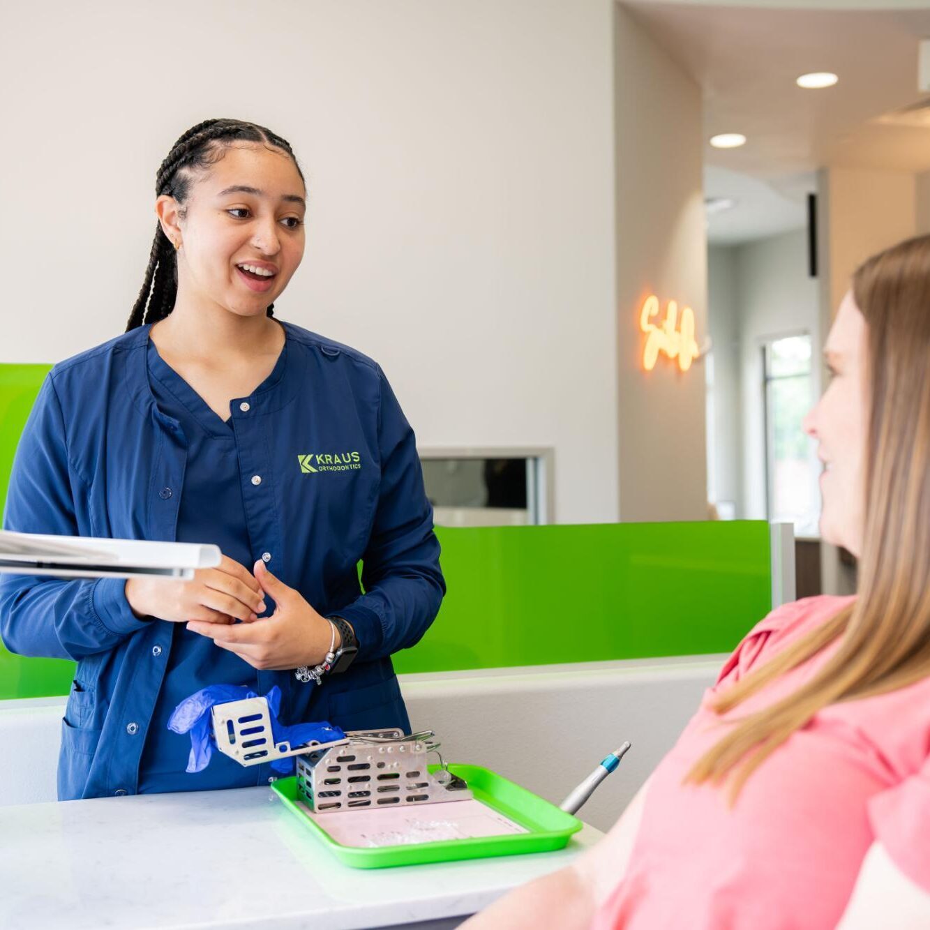 Patient financing consultation at Kraus Orthodontics, orthodontist in Allen TX